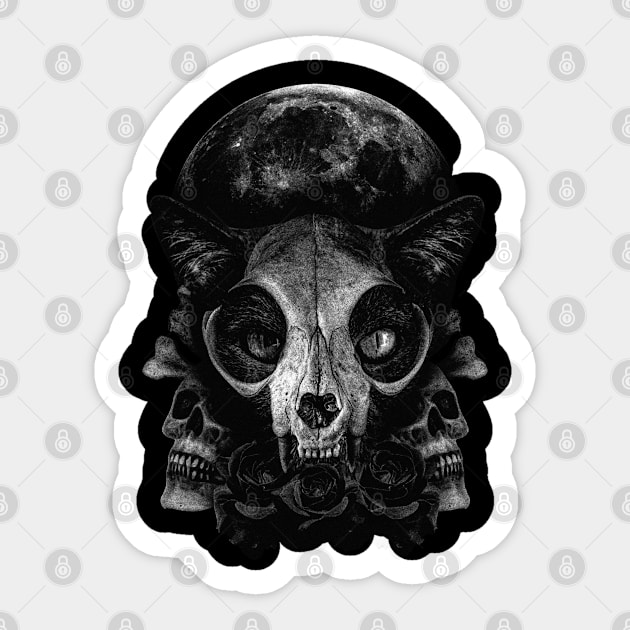 Skull Cat Sticker by Mrz Project